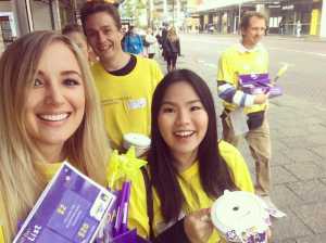 Shaking our tins and selling merch for the Starlight Foundation!